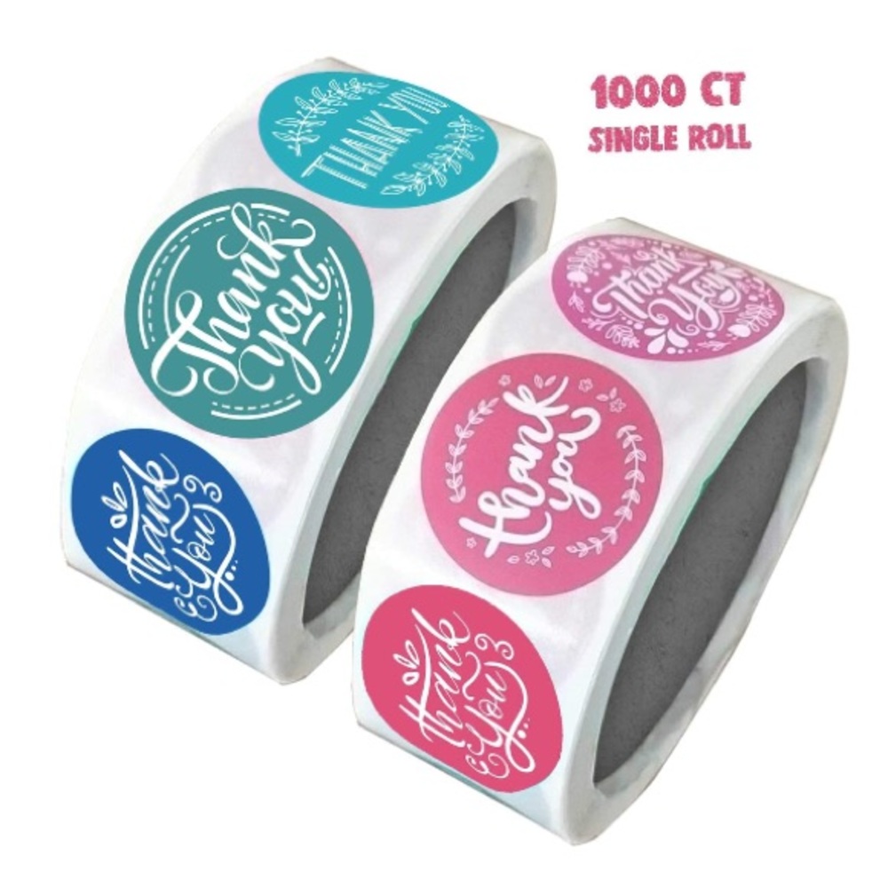 (1000) Colorful thank you stickers